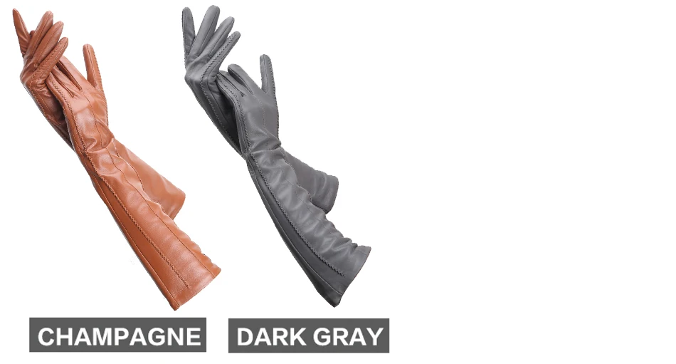 Multicolor Women's Gloves, 50cm Long Leather Gloves, Sheepskin Women's Leather Gloves, Keep Warm Women's Winter Gloves - 2226C