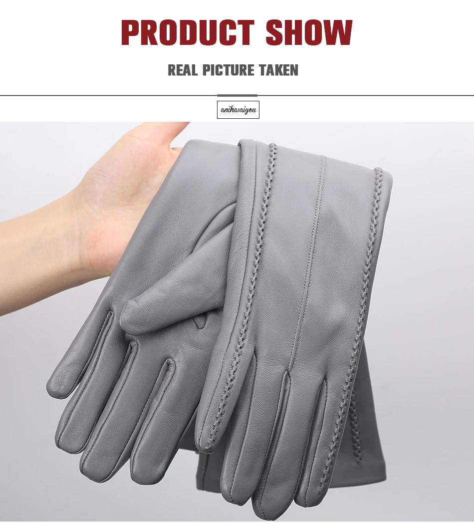 Multicolor Women's Gloves, 50cm Long Leather Gloves, Sheepskin Women's Leather Gloves, Keep Warm Women's Winter Gloves - 2226C