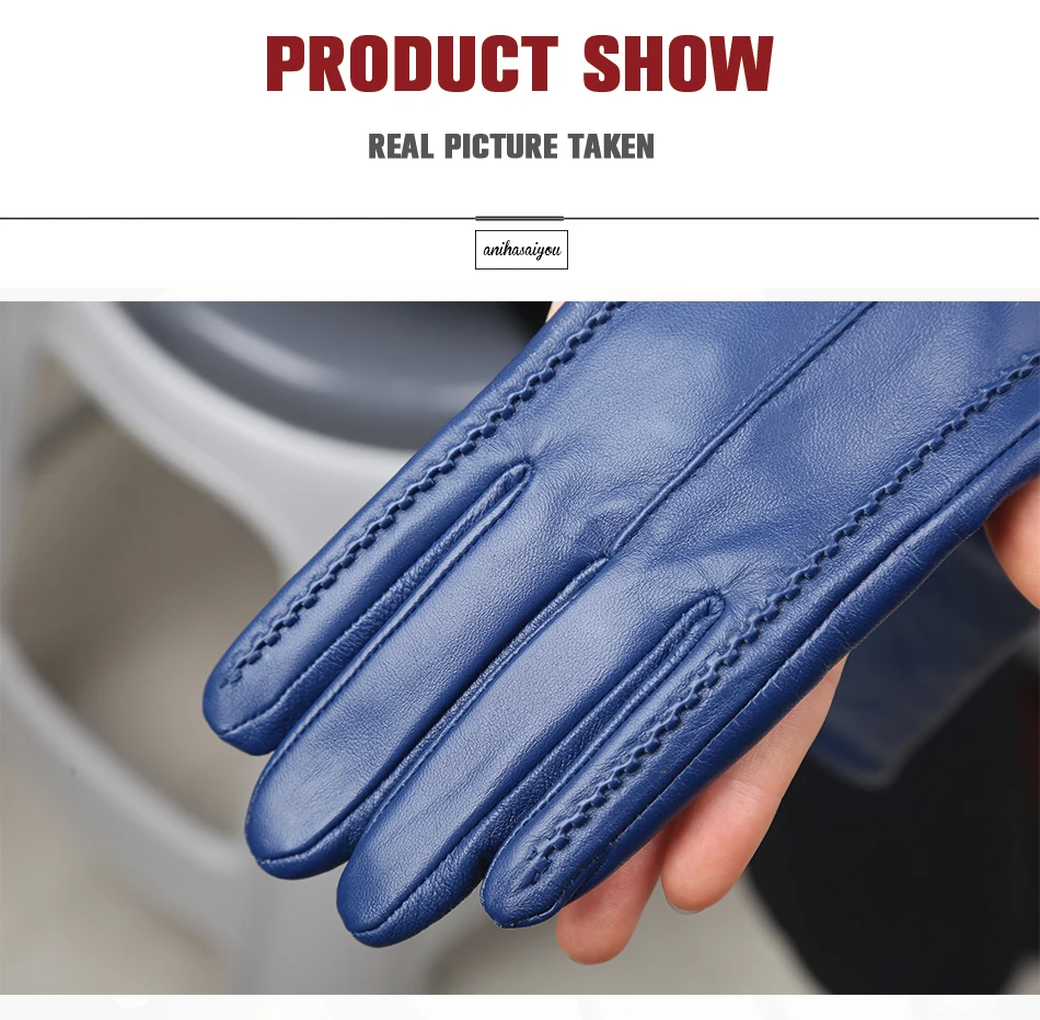 Multicolor Women's Gloves, 50cm Long Leather Gloves, Sheepskin Women's Leather Gloves, Keep Warm Women's Winter Gloves - 2226C