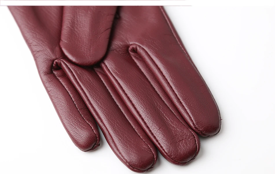 Fashion Beige Long Leather Gloves, High-Grade Long Leather Gloves Women, Winter Genuine Sheepskin Women's Long Gloves - CSD2-50C