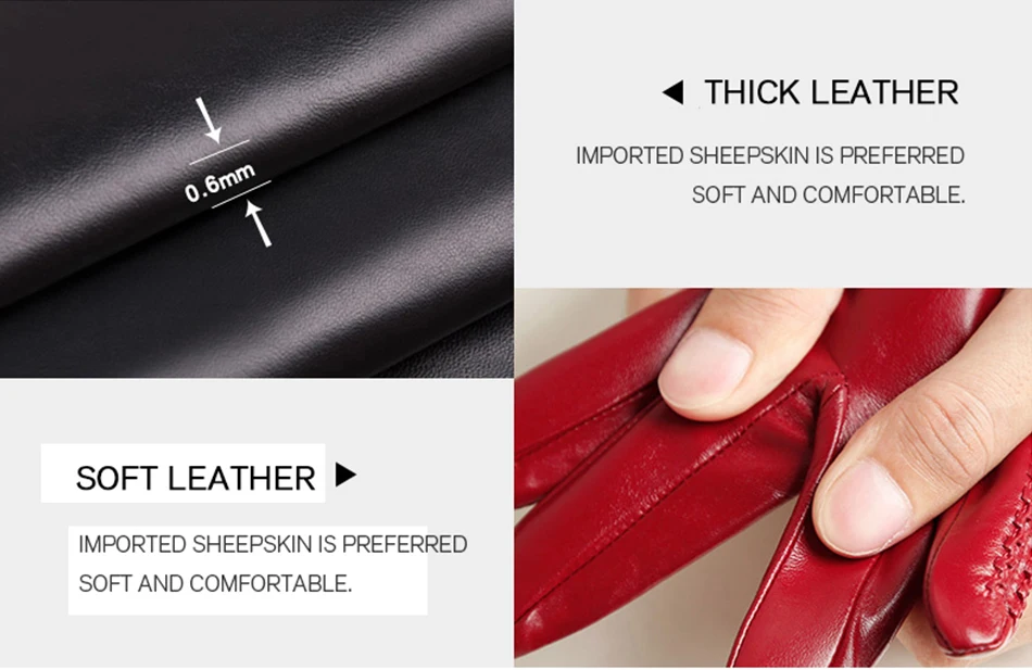 Fashion Comfort White Gloves High-End Sheepskin Leather Gloves Winter Cold and Warm White Gloves for Women -2081 White