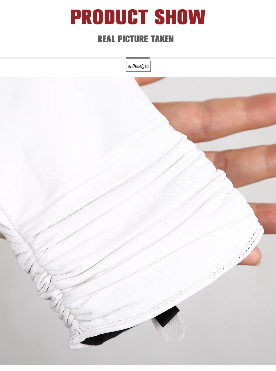 Fashion Comfort White Gloves High-End Sheepskin Leather Gloves Winter Cold and Warm White Gloves for Women -2081 White