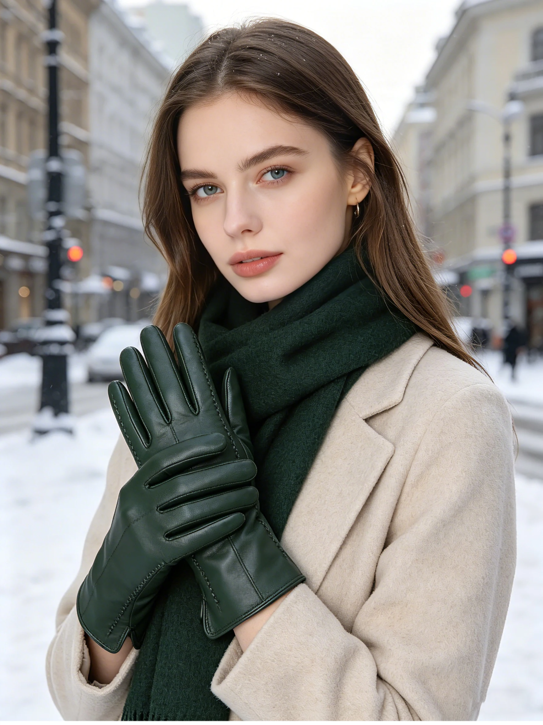 Fashion New Women's Gloves, Sheepskin Women's Winter Gloves, Multiple Colors Women's Leather Gloves High Grade Gloves-2226