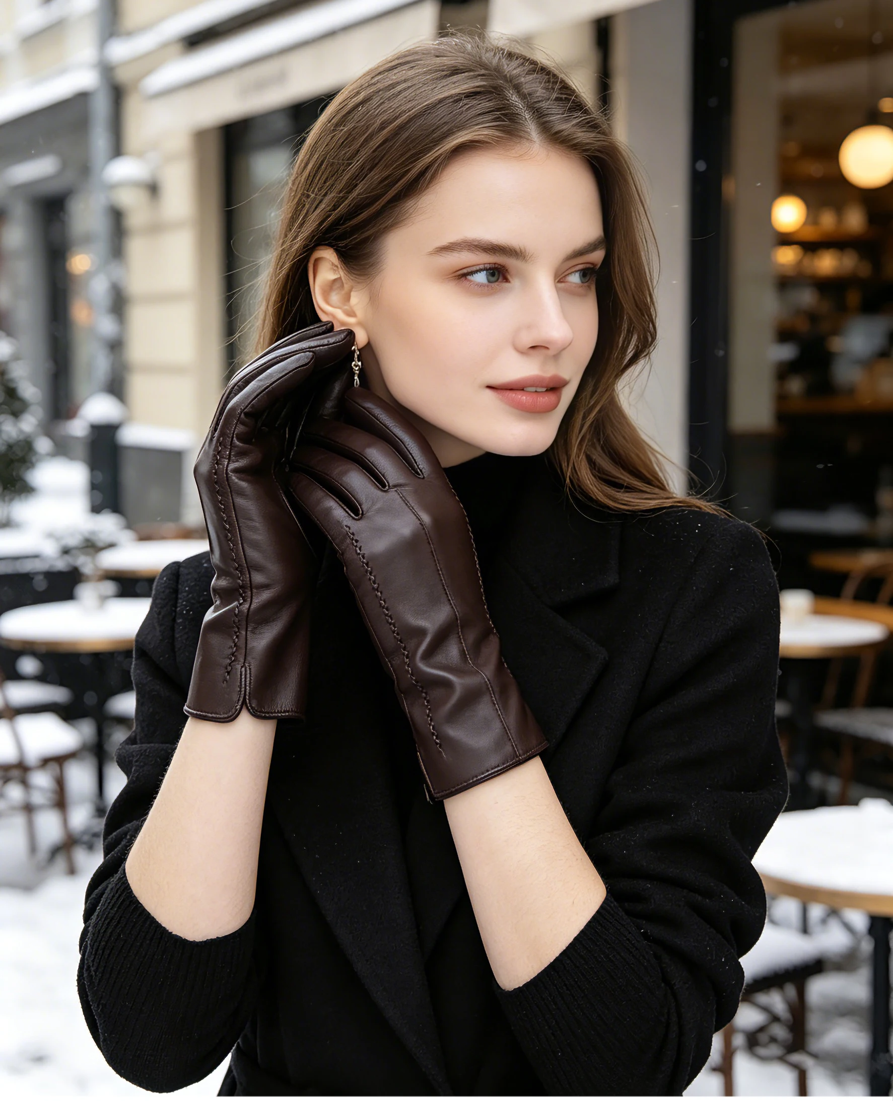 Fashion New Women's Gloves, Sheepskin Women's Winter Gloves, Multiple Colors Women's Leather Gloves High Grade Gloves-2226