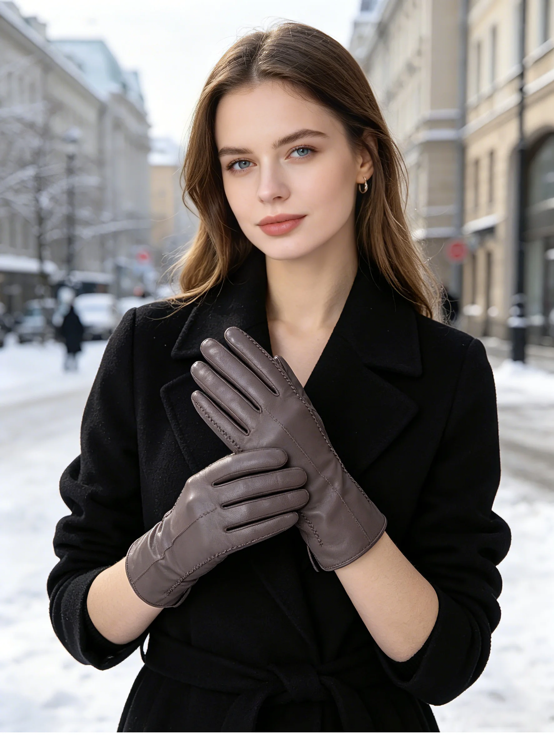Fashion New Women's Gloves, Sheepskin Women's Winter Gloves, Multiple Colors Women's Leather Gloves High Grade Gloves-2226