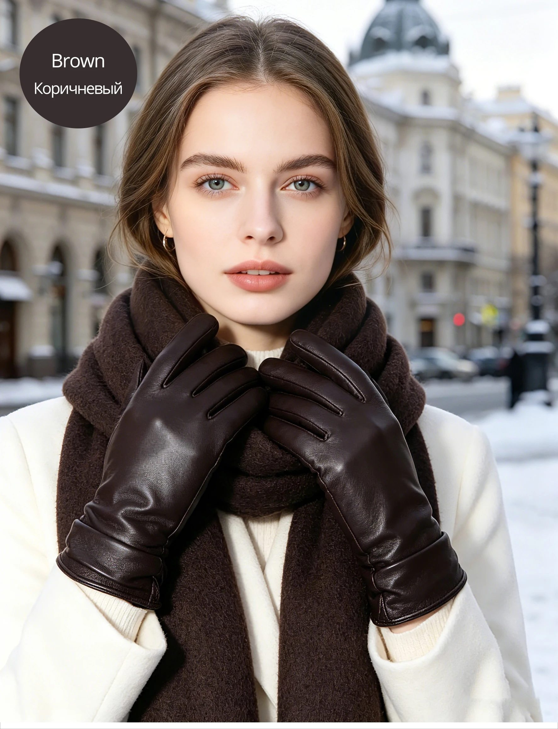 Classic Pleated Leather Gloves Women Color Real Leather Gloves Women Sheepskin Genuine Leather Winter Gloves Women-2081