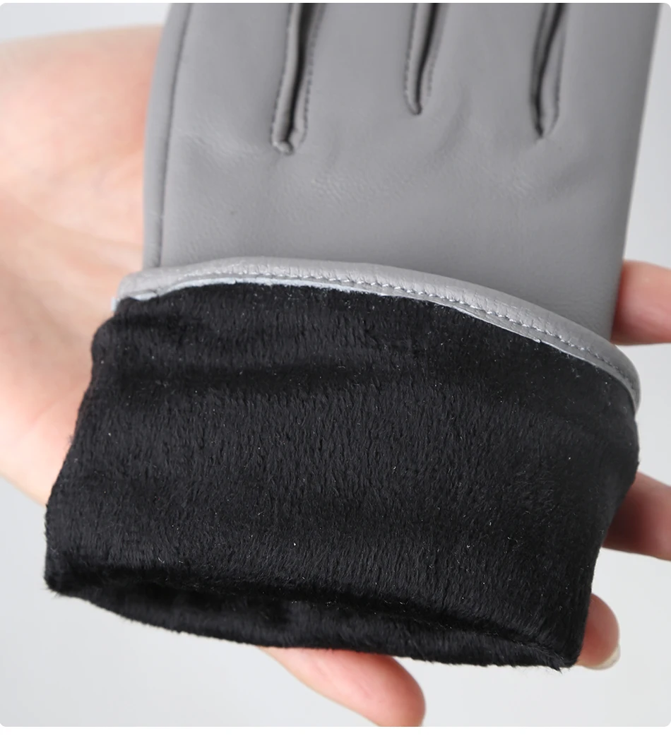 Classic Pleated Leather Gloves Women Color Real Leather Gloves Women Sheepskin Genuine Leather Winter Gloves Women-2081