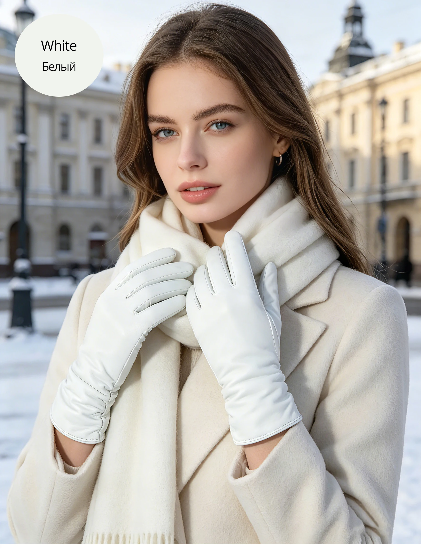 Classic Pleated Leather Gloves Women Color Real Leather Gloves Women Sheepskin Genuine Leather Winter Gloves Women-2081