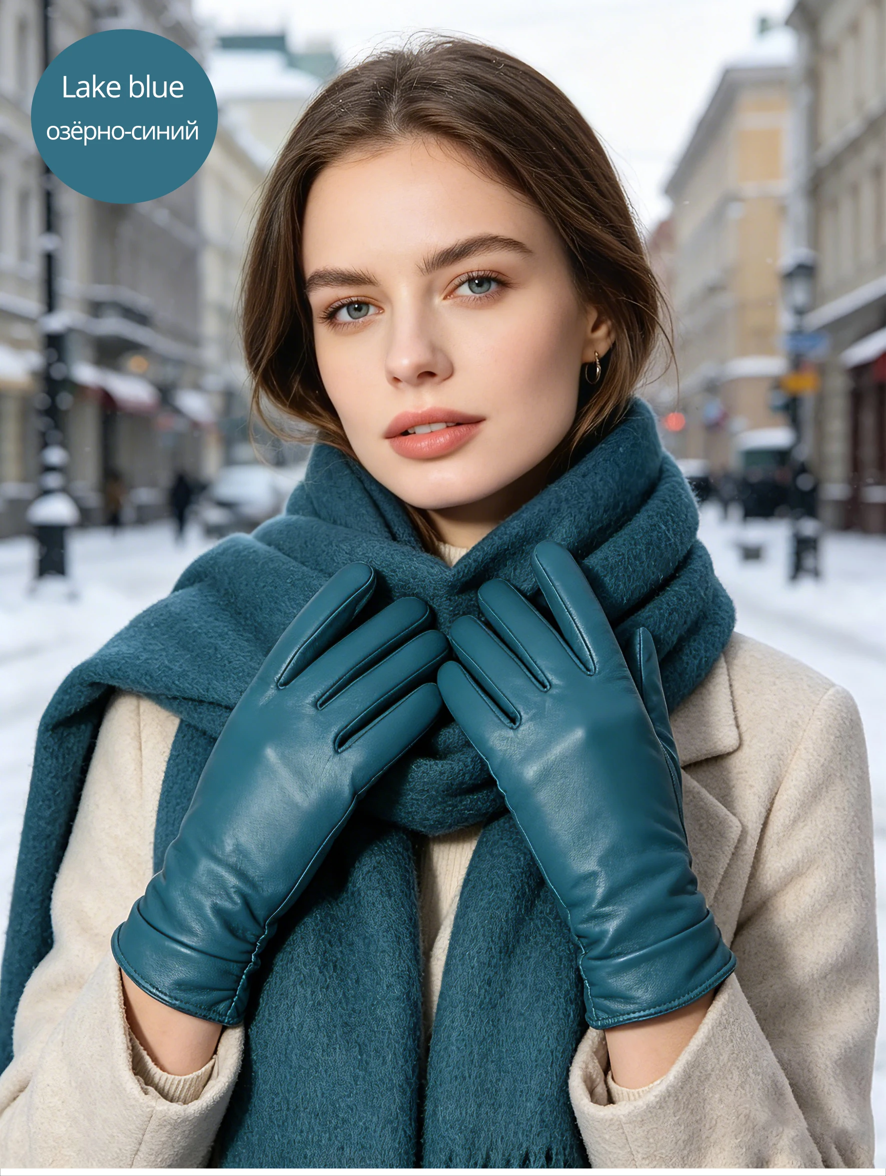 Classic Pleated Leather Gloves Women Color Real Leather Gloves Women Sheepskin Genuine Leather Winter Gloves Women-2081