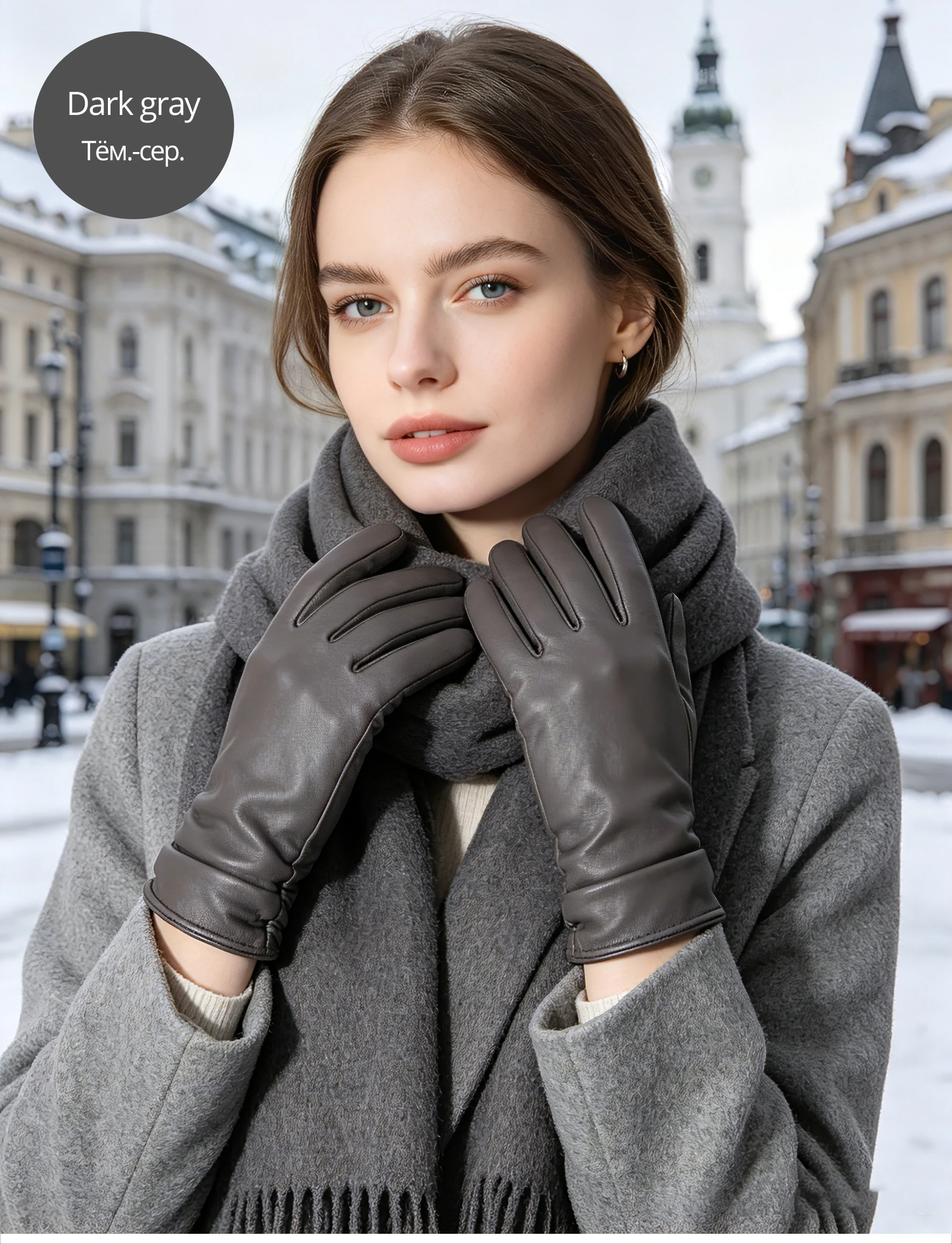 Classic Pleated Leather Gloves Women Color Real Leather Gloves Women Sheepskin Genuine Leather Winter Gloves Women-2081