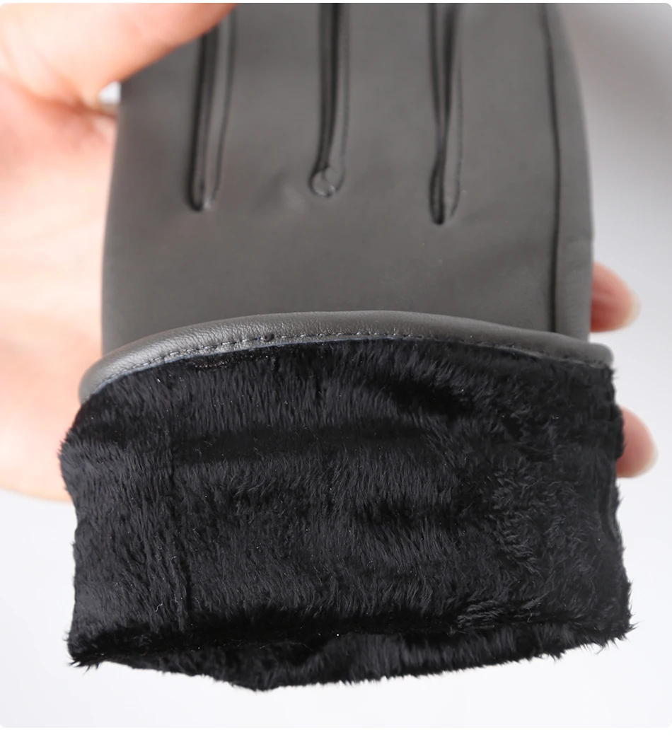 Classic Pleated Leather Gloves Women Color Real Leather Gloves Women Sheepskin Genuine Leather Winter Gloves Women-2081