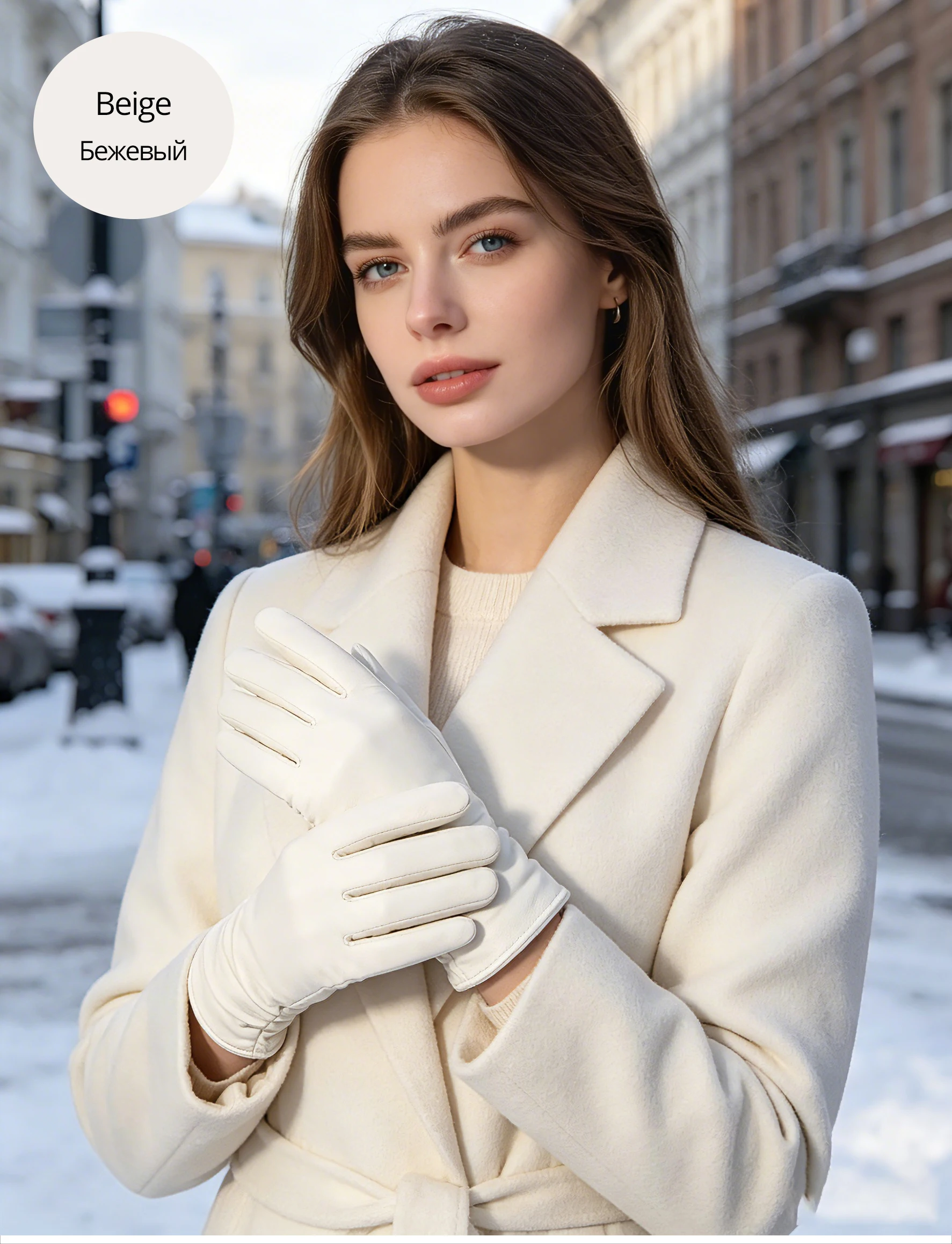 Classic Pleated Leather Gloves Women Color Real Leather Gloves Women Sheepskin Genuine Leather Winter Gloves Women-2081