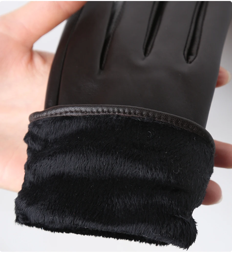 Classic Pleated Leather Gloves Women Color Real Leather Gloves Women Sheepskin Genuine Leather Winter Gloves Women-2081