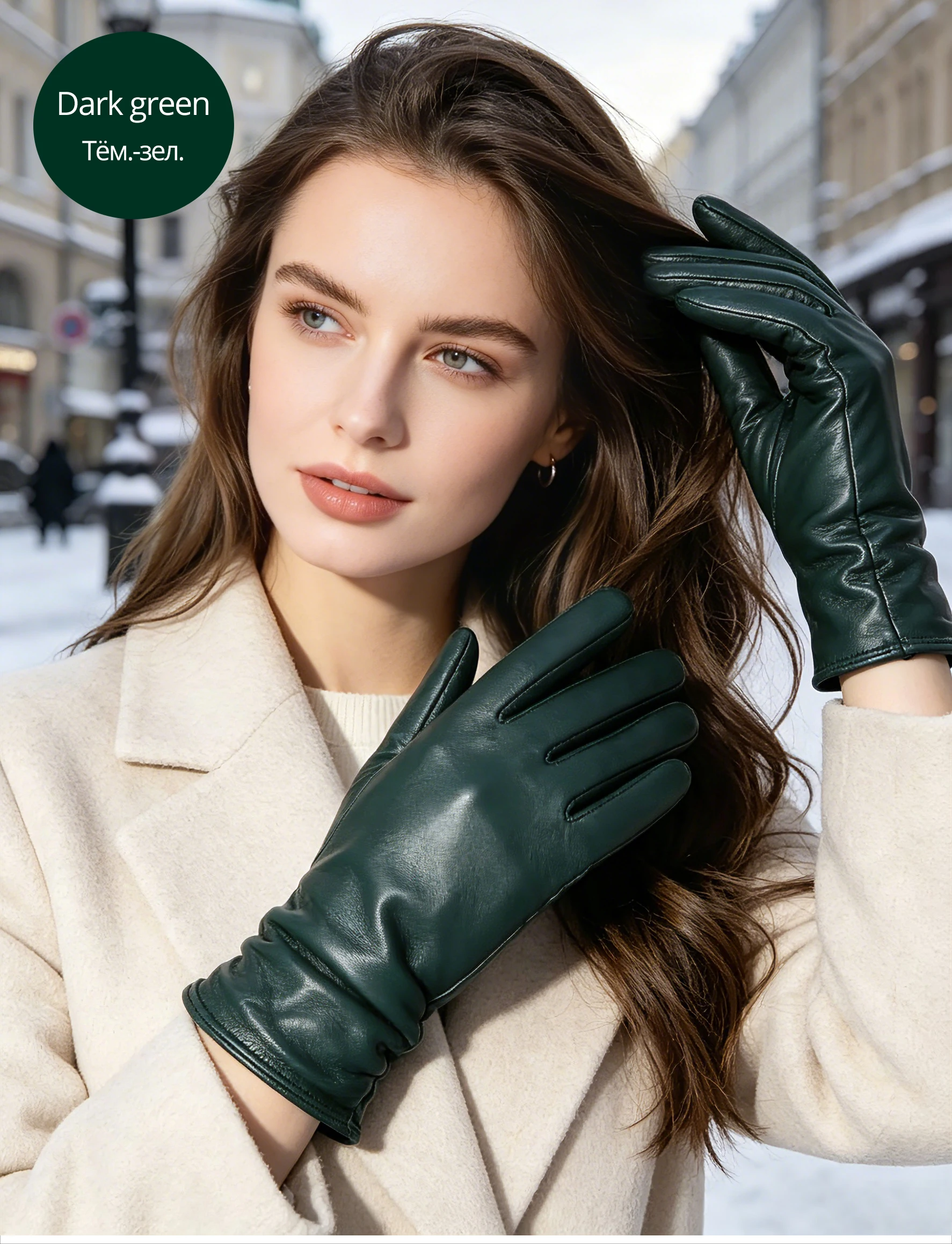 Classic Pleated Leather Gloves Women Color Real Leather Gloves Women Sheepskin Genuine Leather Winter Gloves Women-2081