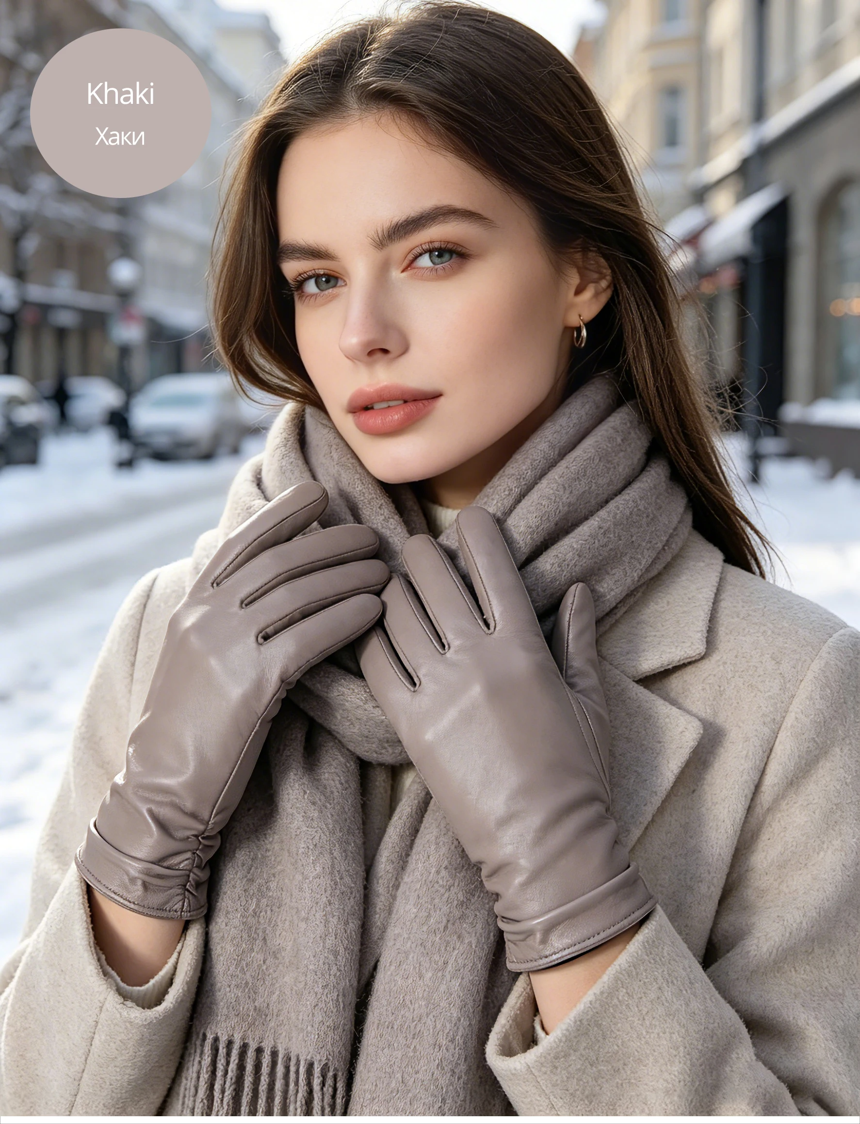 Classic Pleated Leather Gloves Women Color Real Leather Gloves Women Sheepskin Genuine Leather Winter Gloves Women-2081