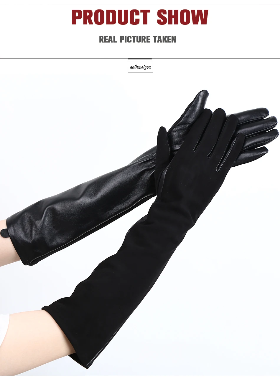 Sheepskin color women's gloves,genuine suede 50% women's leather gloves,Keep warm winter women's long gloves - 2014
