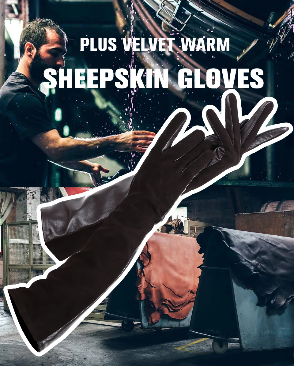 Sheepskin color women's gloves,genuine suede 50% women's leather gloves,Keep warm winter women's long gloves - 2014