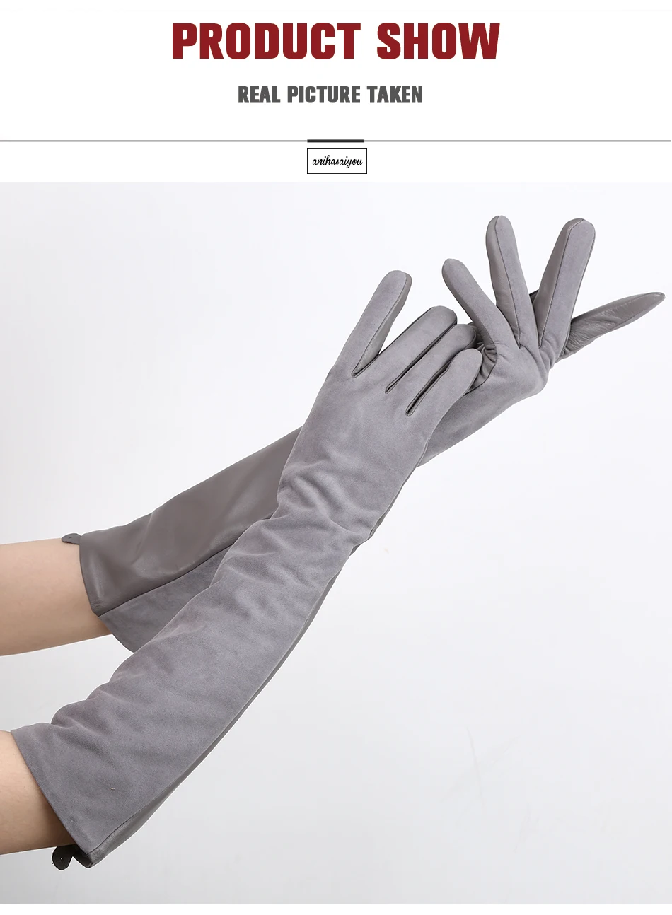 Sheepskin color women's gloves,genuine suede 50% women's leather gloves,Keep warm winter women's long gloves - 2014