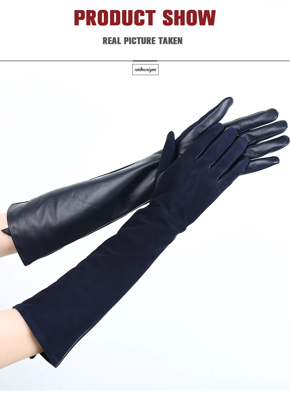 Sheepskin color women's gloves,genuine suede 50% women's leather gloves,Keep warm winter women's long gloves - 2014