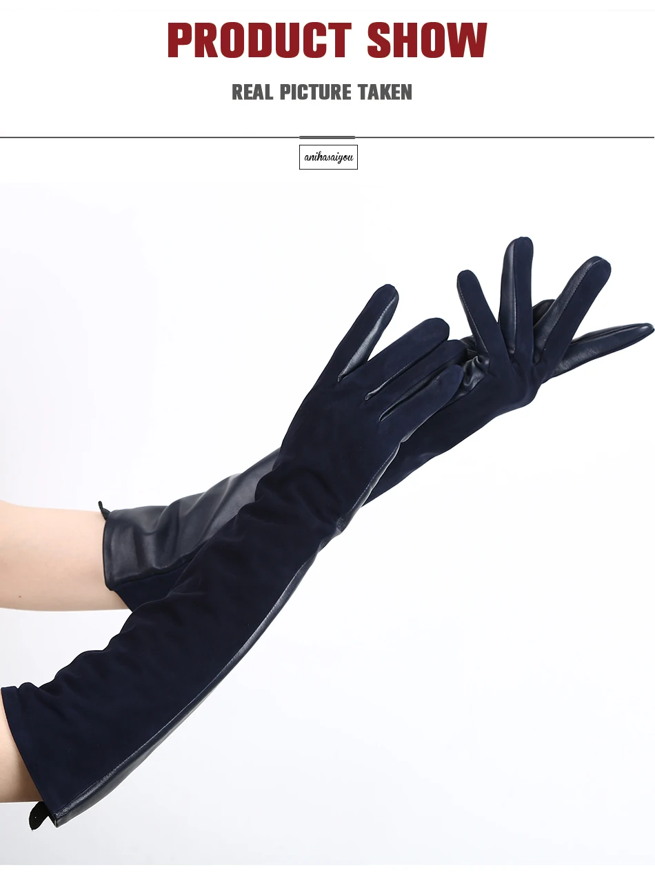 Sheepskin color women's gloves,genuine suede 50% women's leather gloves,Keep warm winter women's long gloves - 2014