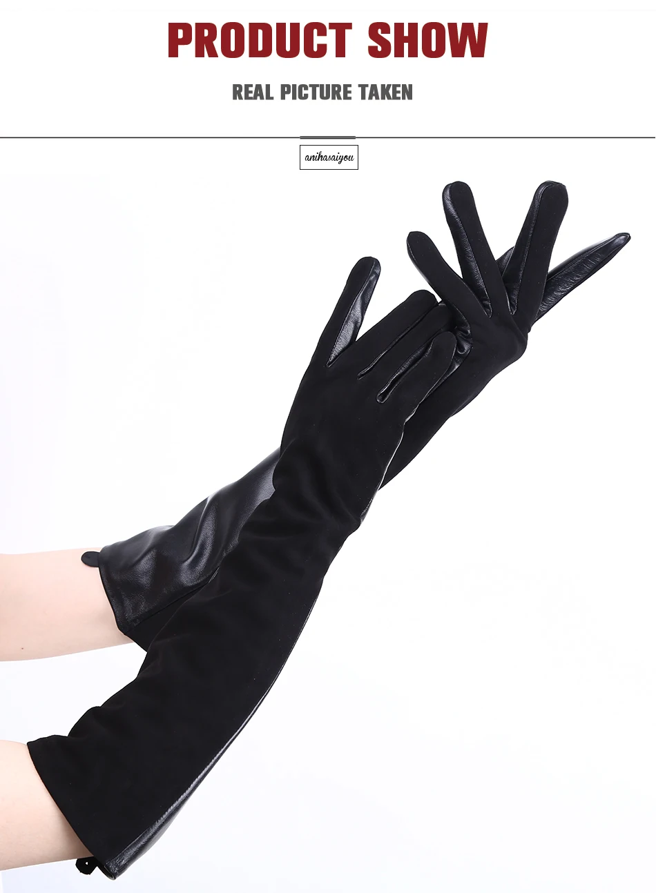 Sheepskin color women's gloves,genuine suede 50% women's leather gloves,Keep warm winter women's long gloves - 2014