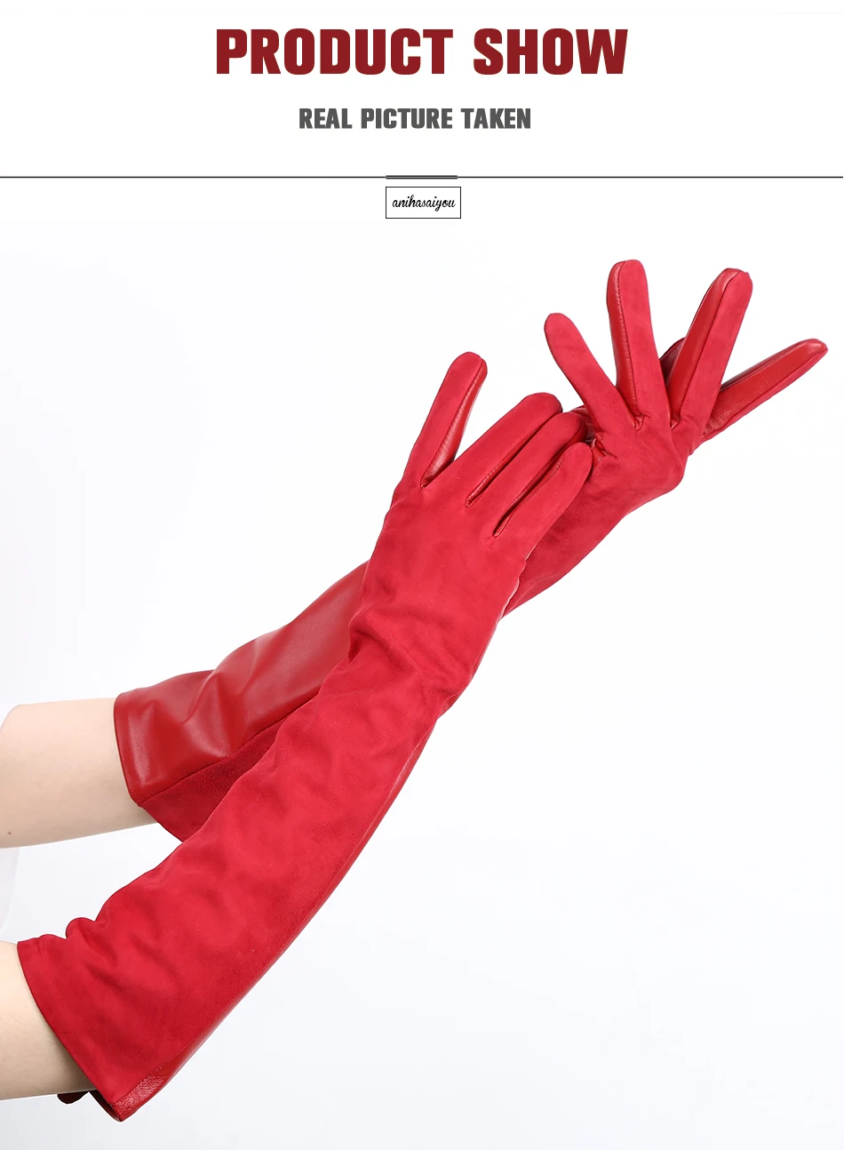 Sheepskin color women's gloves,genuine suede 50% women's leather gloves,Keep warm winter women's long gloves - 2014