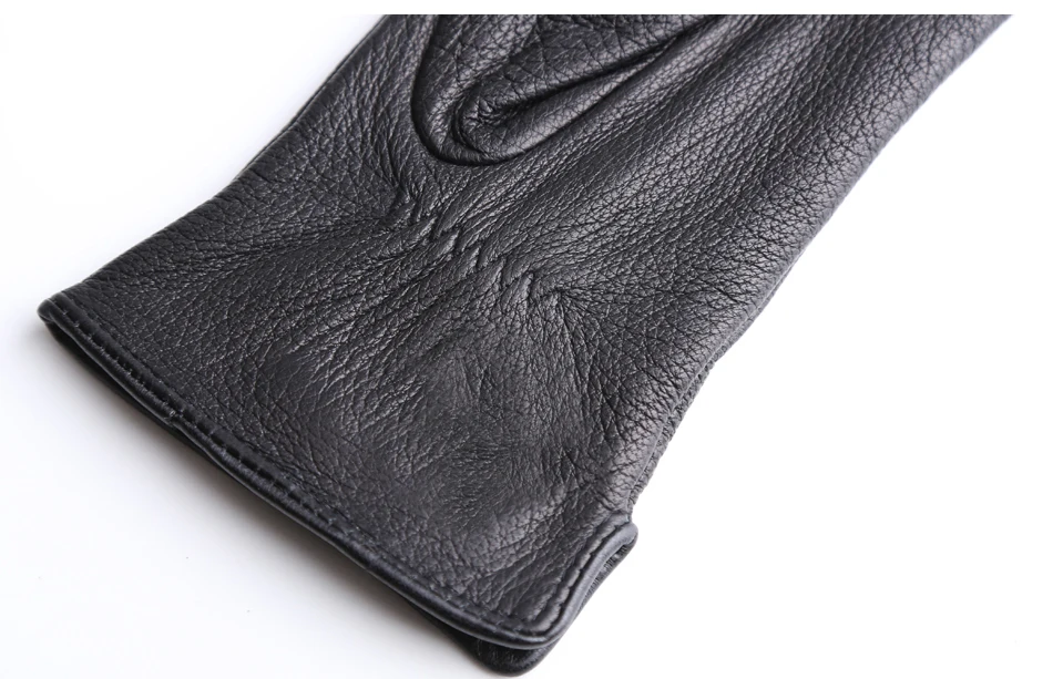 Fashion Simple Warm Women Leather Gloves, Real Leather Women's Winter Mittens, Black Buckskin Women Gloves - 2280