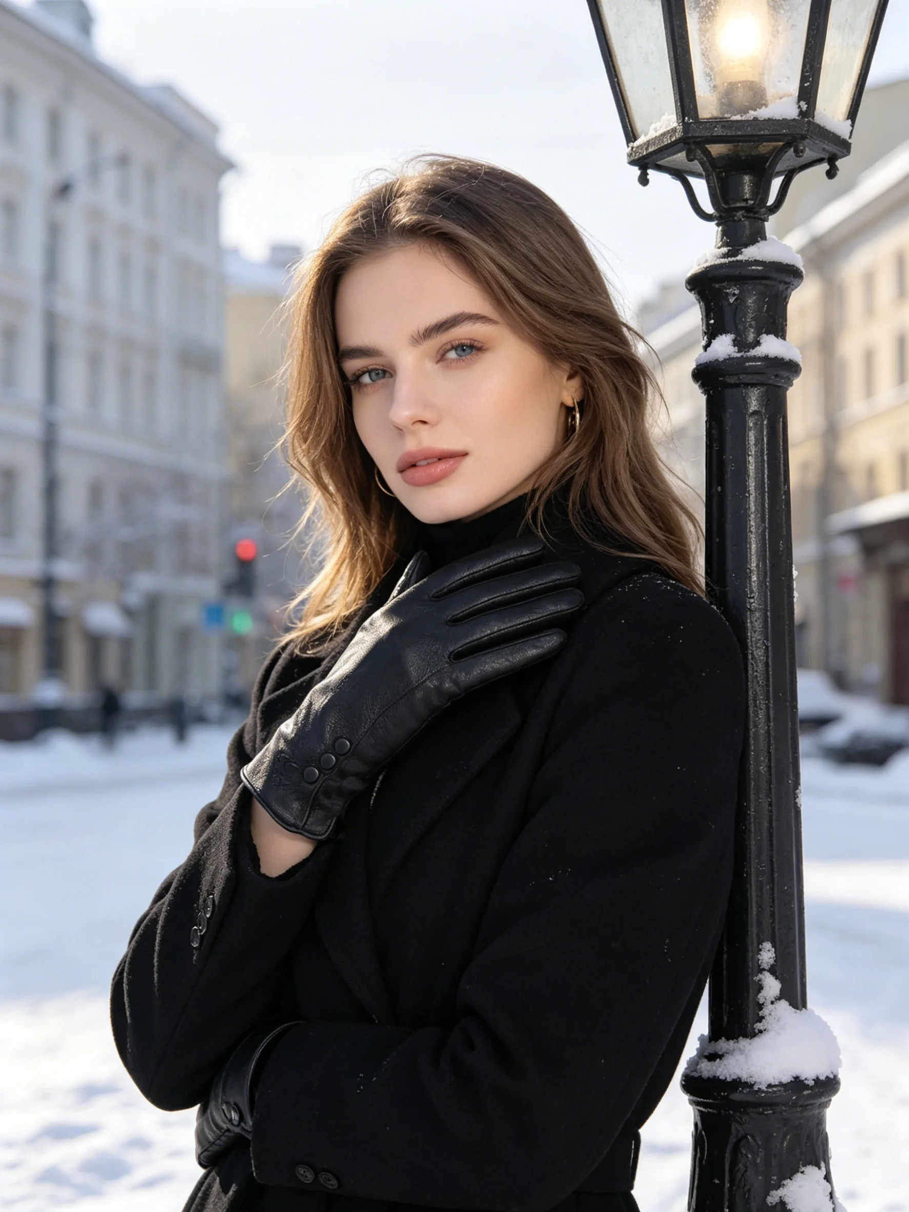Fashion Simple Warm Women Leather Gloves, Real Leather Women's Winter Mittens, Black Buckskin Women Gloves - 2280