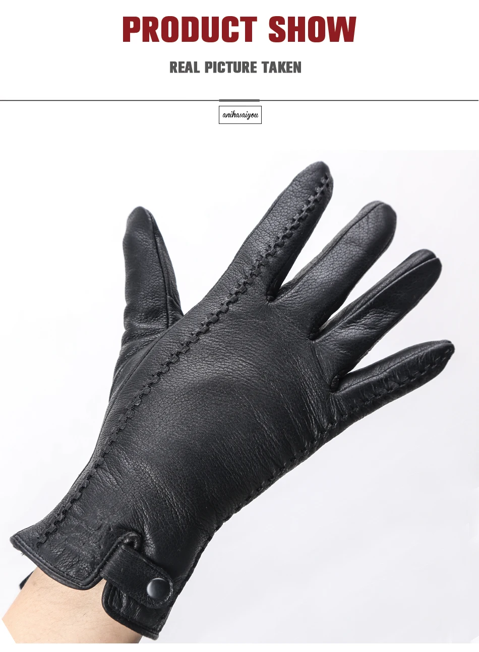 Fashion Buckskin Real Women's Leather Gloves, Comfortable Warm Women's Winter Gloves Cold Protection Gloves for Women - 2265