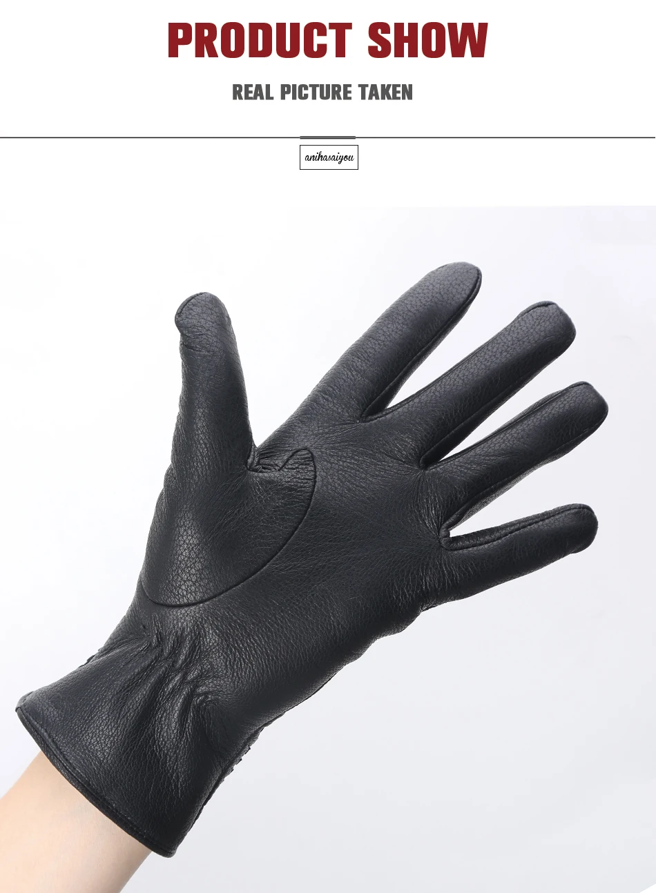 Fashion Buckskin Real Women's Leather Gloves, Comfortable Warm Women's Winter Gloves Cold Protection Gloves for Women - 2265
