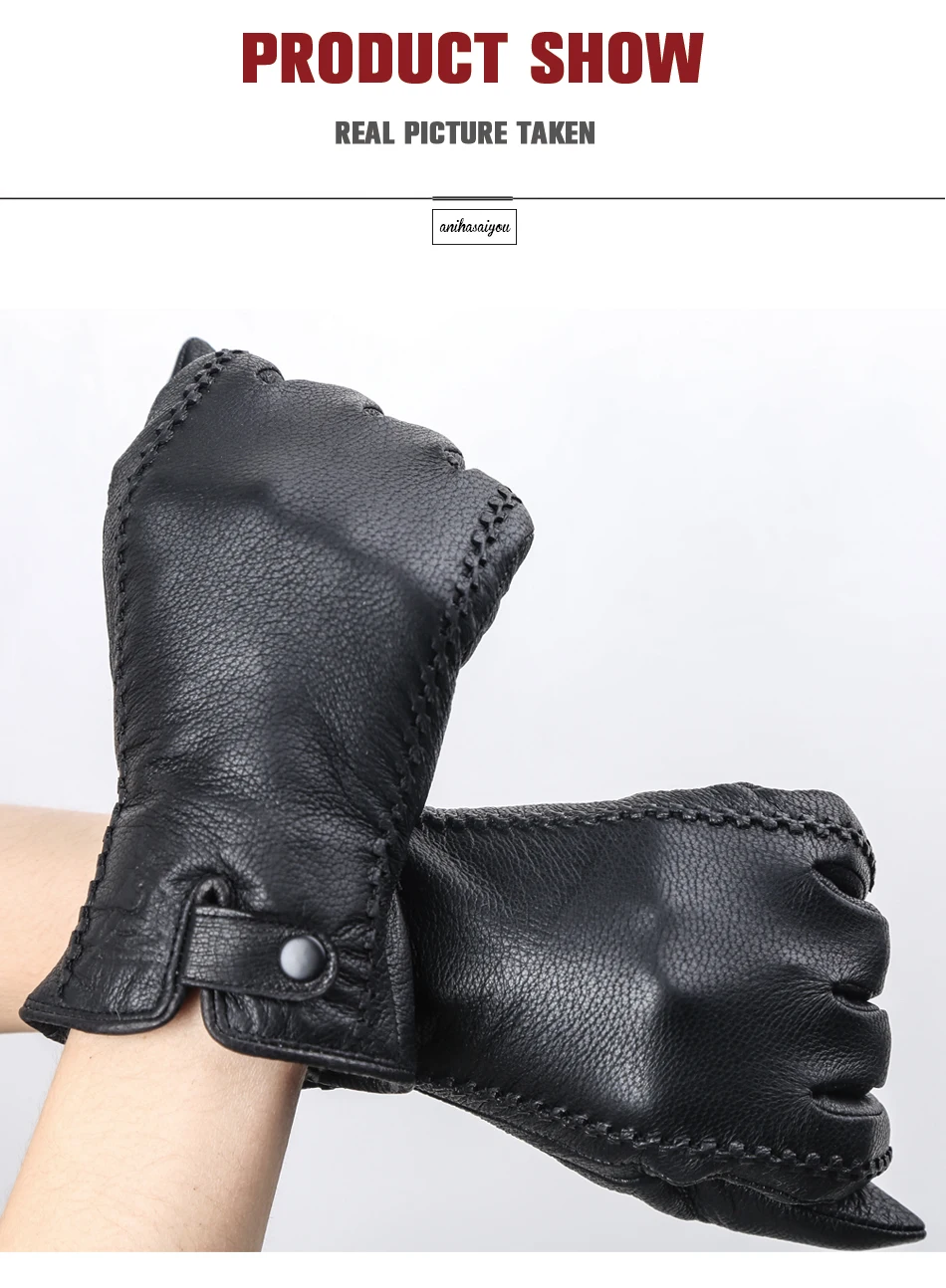 Fashion Buckskin Real Women's Leather Gloves, Comfortable Warm Women's Winter Gloves Cold Protection Gloves for Women - 2265