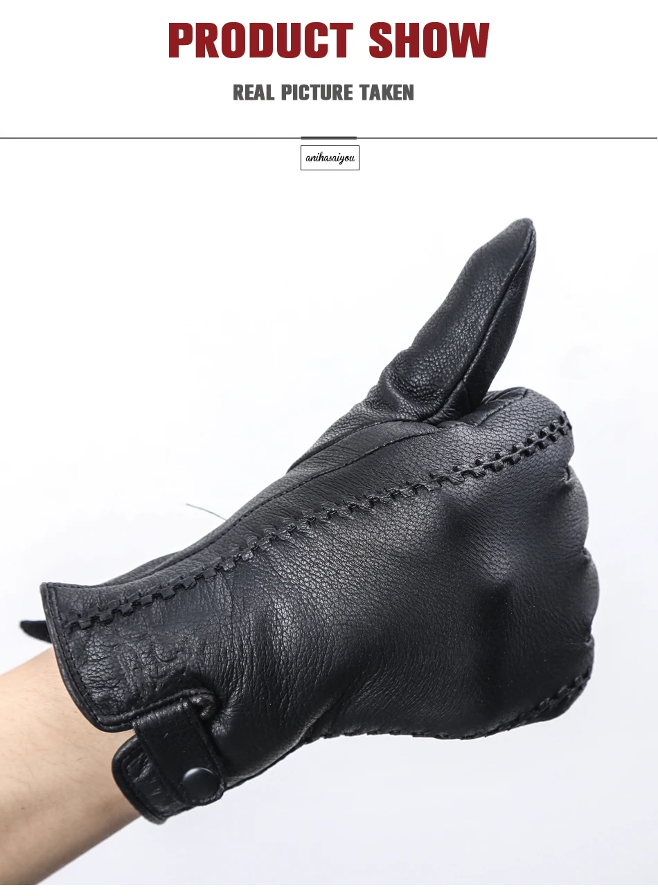 Fashion Buckskin Real Women's Leather Gloves, Comfortable Warm Women's Winter Gloves Cold Protection Gloves for Women - 2265