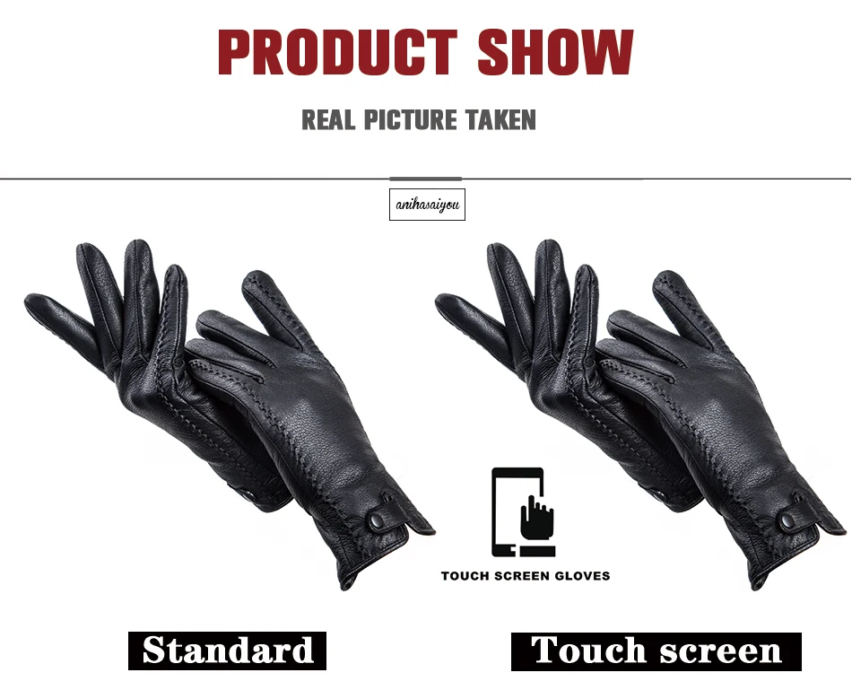 Fashion Buckskin Real Women's Leather Gloves, Comfortable Warm Women's Winter Gloves Cold Protection Gloves for Women - 2265