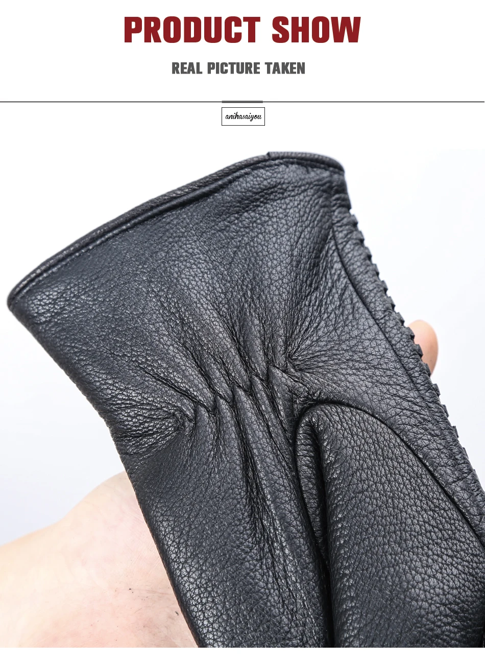 Fashion Buckskin Real Women's Leather Gloves, Comfortable Warm Women's Winter Gloves Cold Protection Gloves for Women - 2265