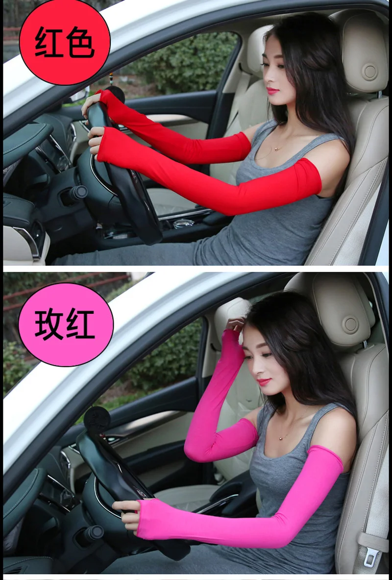 Men Women Ice Silk Modal Lace Driving Mitten Long Arm Warmers UV Sunscreen Fingerless Sport Cycling Sun Sleeve Glove G190