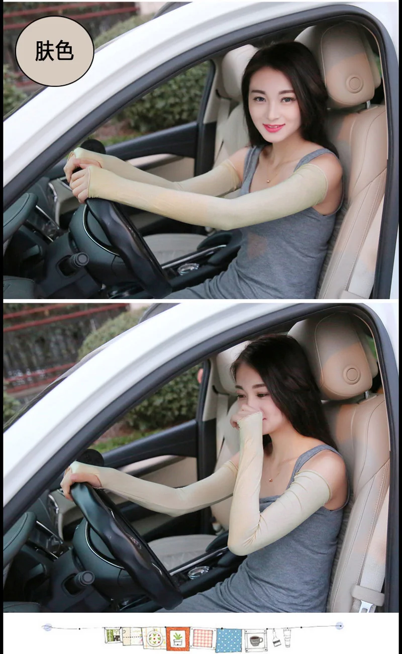Men Women Ice Silk Modal Lace Driving Mitten Long Arm Warmers UV Sunscreen Fingerless Sport Cycling Sun Sleeve Glove G190
