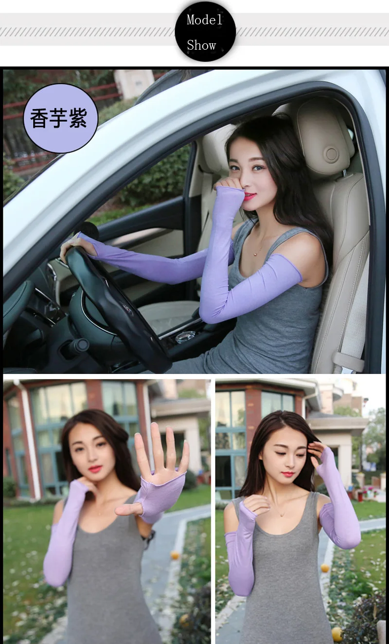 Men Women Ice Silk Modal Lace Driving Mitten Long Arm Warmers UV Sunscreen Fingerless Sport Cycling Sun Sleeve Glove G190