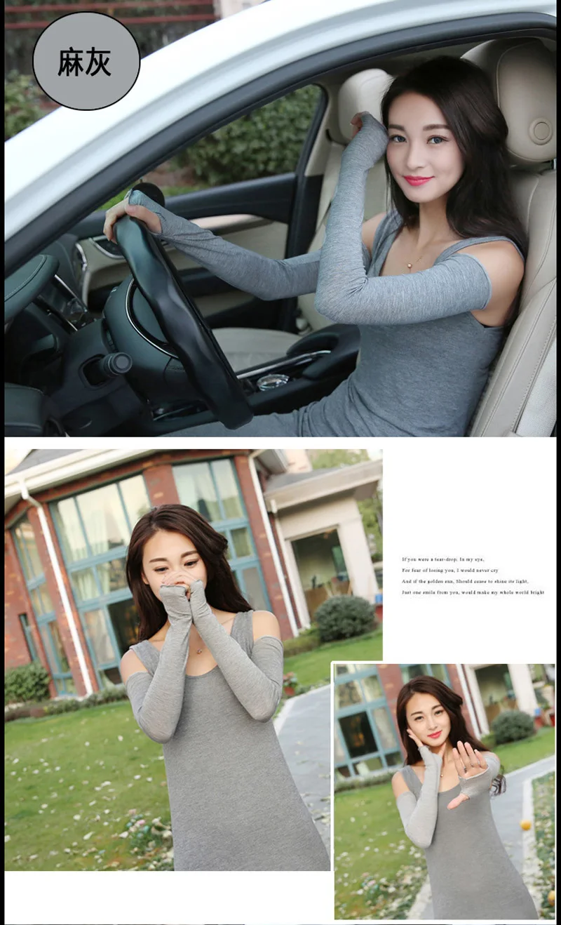 Men Women Ice Silk Modal Lace Driving Mitten Long Arm Warmers UV Sunscreen Fingerless Sport Cycling Sun Sleeve Glove G190