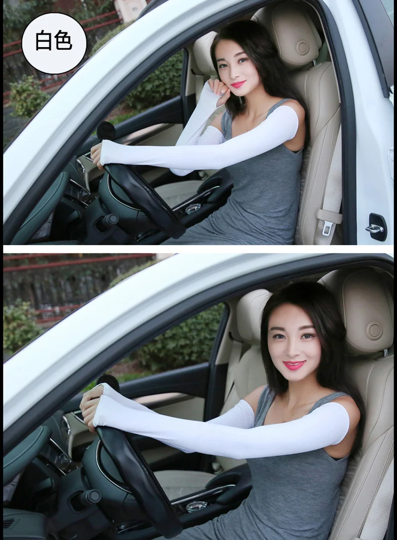 Men Women Ice Silk Modal Lace Driving Mitten Long Arm Warmers UV Sunscreen Fingerless Sport Cycling Sun Sleeve Glove G190