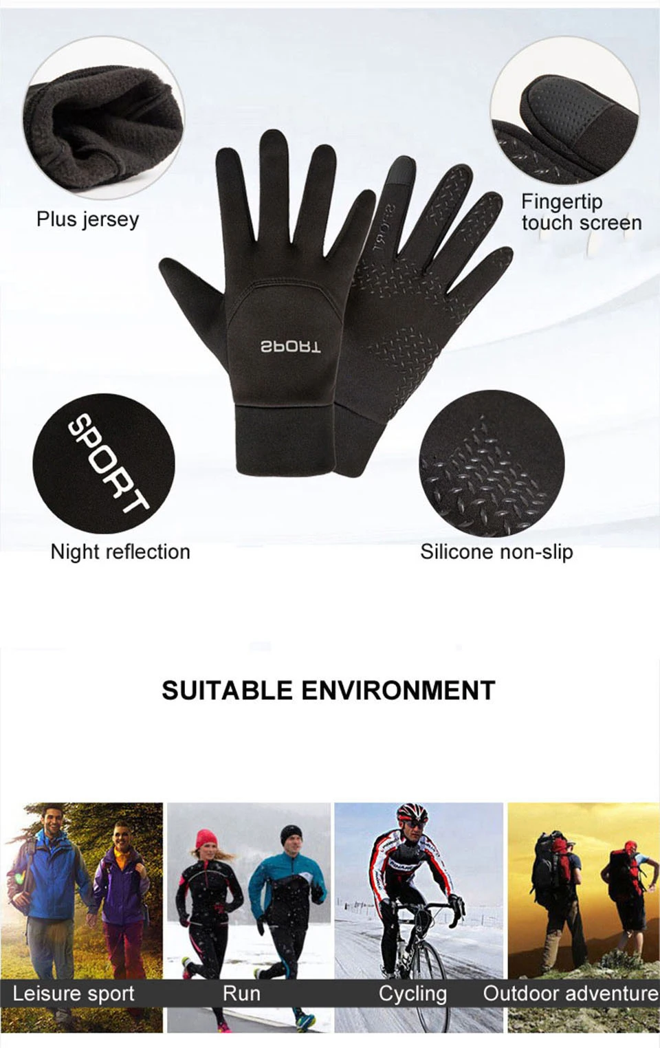Autumn and Winter Touchscreen Men's and Women's Warm Gloves Plush Outdoor Sports Windproof and Cold Proof Cycling Gloves