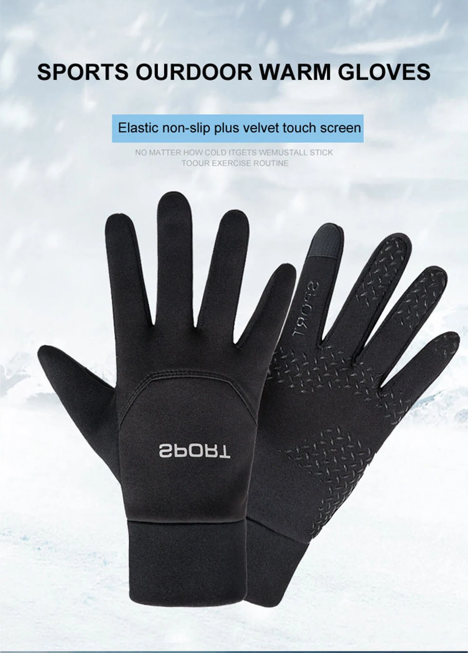 Autumn and Winter Touchscreen Men's and Women's Warm Gloves Plush Outdoor Sports Windproof and Cold Proof Cycling Gloves