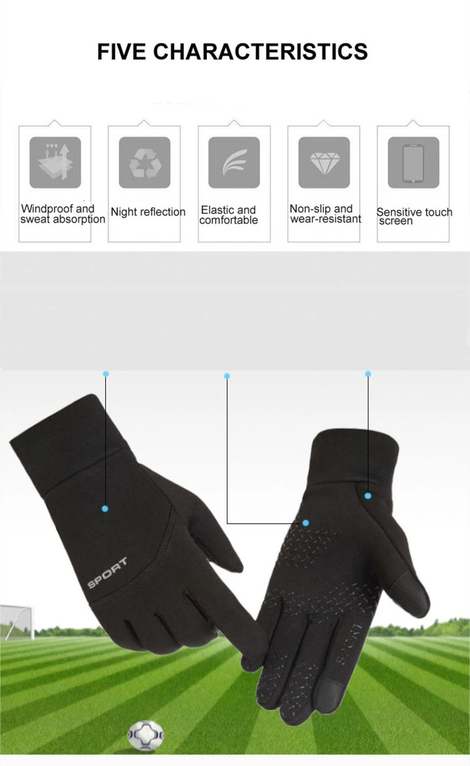 Autumn and Winter Touchscreen Men's and Women's Warm Gloves Plush Outdoor Sports Windproof and Cold Proof Cycling Gloves