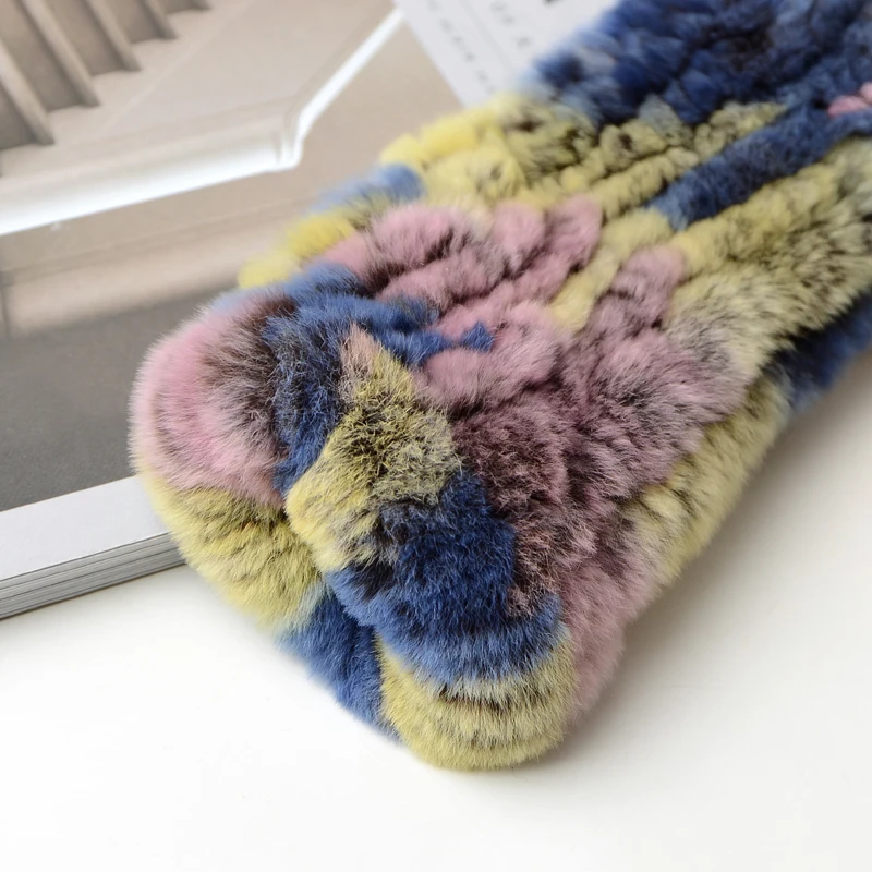 Winter Warm Real Fur Fingerless Gloves Women Knit Fur Mitten Girls 100% Real Genuine Knitted Rex Rabbit Fur Mittens