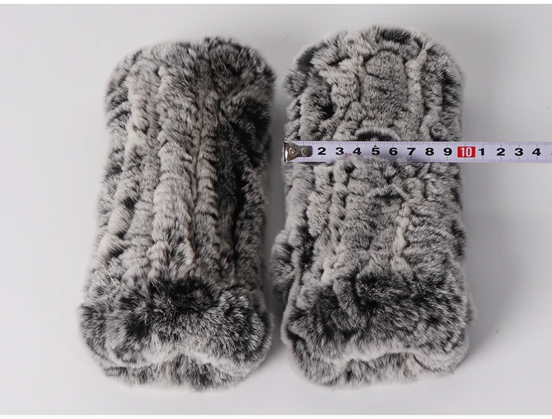 Winter Warm Real Fur Fingerless Gloves Women Knit Fur Mitten Girls 100% Real Genuine Knitted Rex Rabbit Fur Mittens