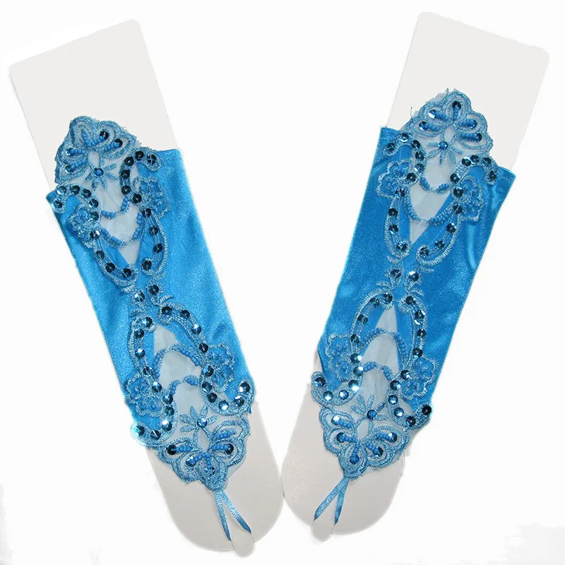 Fashion Sexy Women Female Short Half Finger Satin Seam Pearl Gloves Fashion Sexy Lady Retro Lace Driving Fingerless Gloves B96