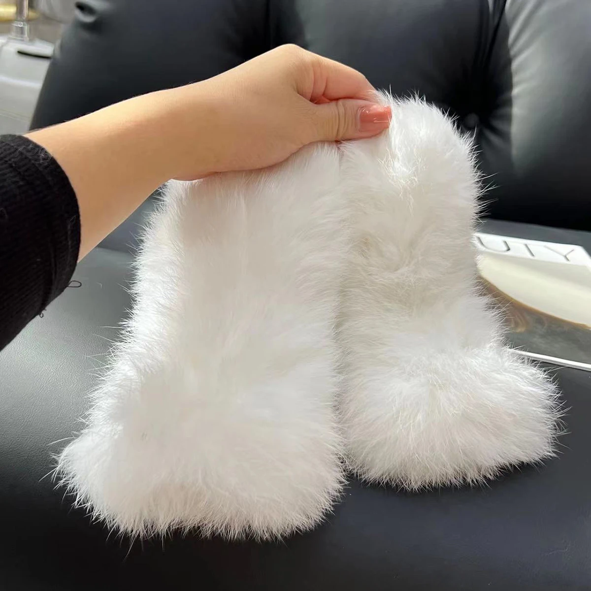 Hot Sale Winter Real Fur Golve Women Outdoor Warm 100% Natural Rabbit Fur Gloves Knit Thick Natural Soft Real Rabbit Fur Mittens