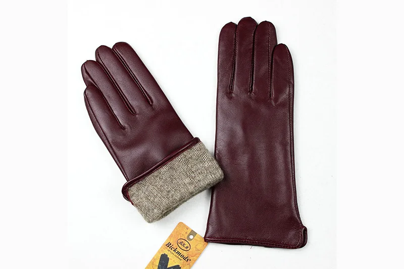 Women's Color Sheepskin Leather Gloves Straight Style Fleece Lined for Spring Autumn Outdoor Travel Cycling Car Driving