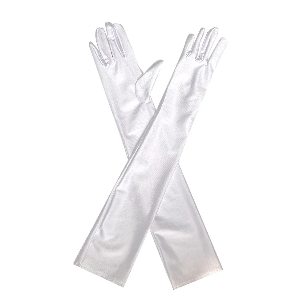 Classic Adult Black White Red Grey Skin Opera/Elbow/Wrist Stretch Satin Finger Long Gloves Women Flapper Gloves Matching Costume
