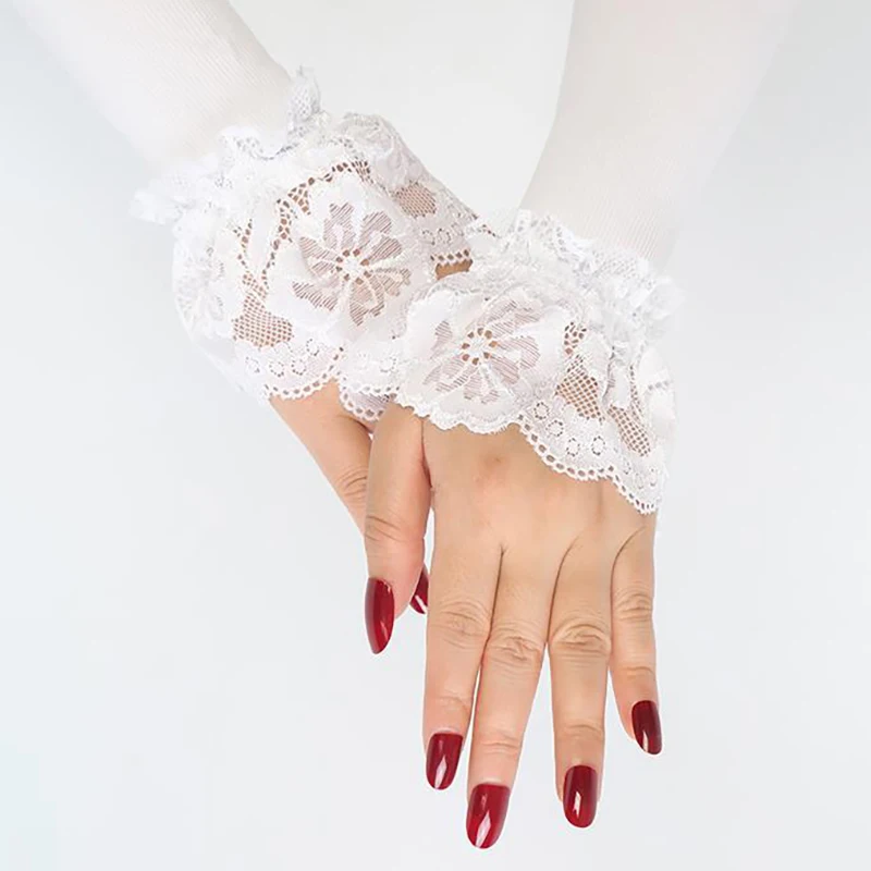 Women Long Elastic Arm Sleeve Fingerless Driving Gloves Sexy Lace Arm Cover Sun Protection Wrist Sleeve Comfort Soft Mittens
