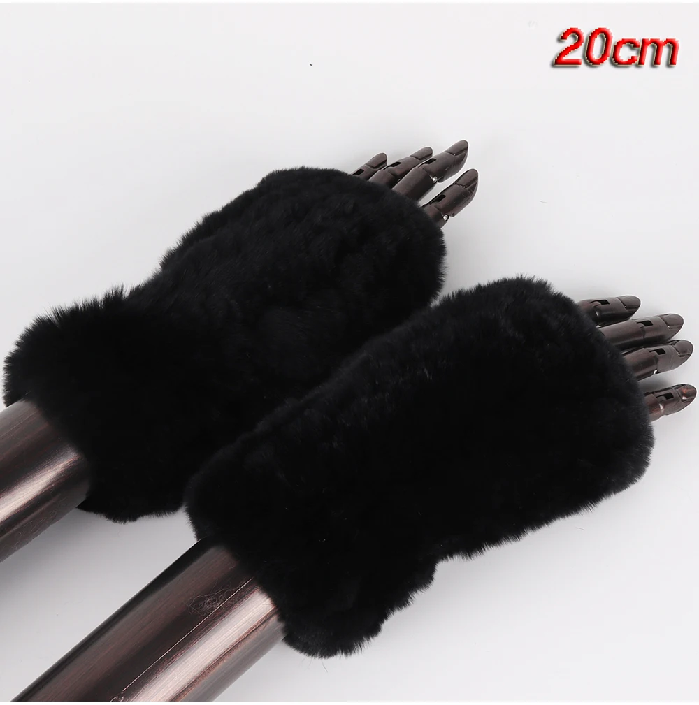 New Style Fashion 100% Genuine Rex Rabbit Fur Lady Gloves Women Winter Keep Warm Real Fur Glove Elastic Knit Outdoor Fur Mittens